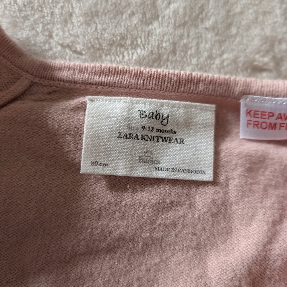 Zara Baby Girl Pink Button-Up Cardigan - Picture 3 of 3